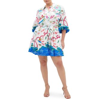 City Chic Tahlia Allover Print Minidress in Free Spirit at Nordstrom, Size Xxxs