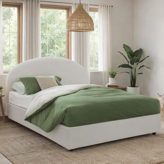 Talamo Italia Dmora - Cama Matrimonial Dbombag, Cama Contenedor Con Tapizado En Ecopiel, 100% Made In Italy, Apertura Frontal, Con Colch&oacute;n 160x190 Cm Incluido, Blan