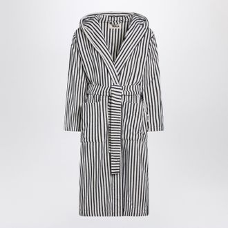 Tekla White and black striped bathrobe