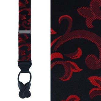 Trafalgar Store Big & Tall Christian the Romantic Brocade Silk Button End Suspenders in Red at Nordstrom, Size One Size Big