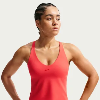 Nike Womens Universa Medium-Support Padded Sports Bra Tank Top in Red | IF0950-696