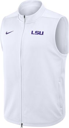 Nike LSU Primetime Victory Nike Mens Therma-FIT College Full-Zip Vest in White | 03OJ10ALSN-3VN