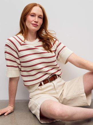 b.young Womens Textured stripes pure cotton sweater