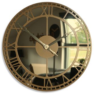 OEM Reloj De Pared Met&aacute;lico Con Espejo Dorado De 50 Cm
