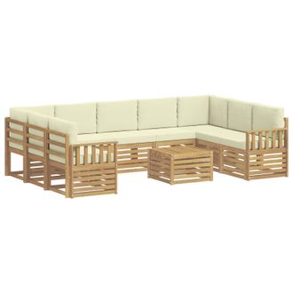 vidaXL Conjunto De Sof&aacute;s De Exterior 10 Uds. Blanco Y Crema Poli&eacute;ster Vidaxl