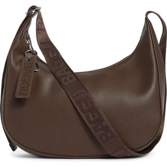 Baggu Medium Recycled Leather Crescent Shoulder Bag in Brown at Nordstrom Rack
