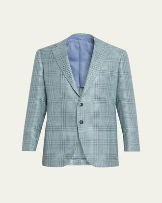 Cesare Attolini Mens Plaid Cashmere-Blend Sport Jacket