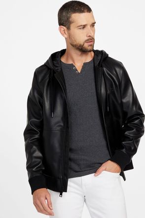 Guess Kevin Faux-Leather Hoodie