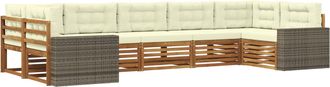 vidaXL Conjunto De Sof&aacute;s De Exterior 7 Uds. Natural Y Crema Vidaxl