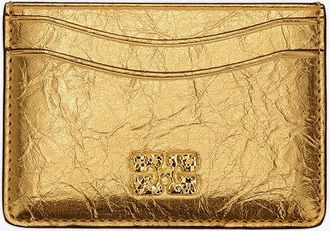Ganni Gold Bou Card Holder in Metallic