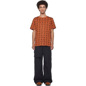 MCM Maxi Monogram Print T-Shirt in Organic Cotton in Cognac at Nordstrom, Size Xx-Large It