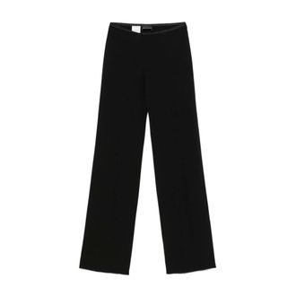 Emporio Armani Straight Trousers, female, Black, Size: 2XS Black Trousers with Contrasting Border