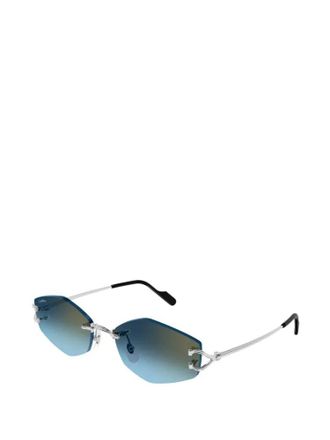 Cartier CT0620S Rimless Gradient Lens Sunglasses - Blue