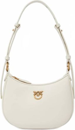 Pinko Womens Half Moon Baby Leather Bag In Ivory