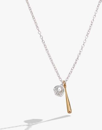 Alex and Ani Baseball Duo Charm Pendant Necklace in Silver at Nordstrom