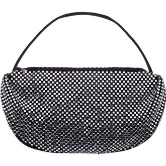 Nina Half Moon Rhinestone Mesh Shoulder Bag in Black at Nordstrom Rack