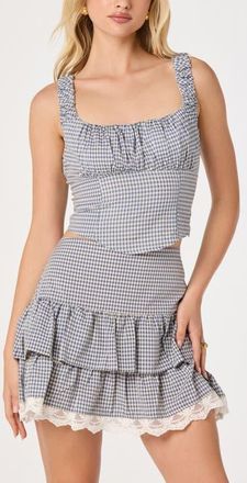 ASTR the Label Penny Gingham Tank in Blue Gingham at Nordstrom, Size X-Large