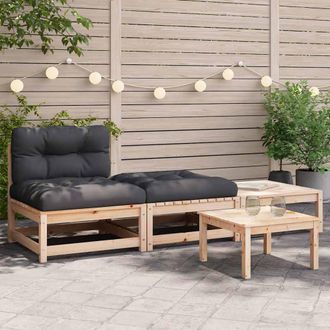 vidaXL Sof&aacute; De Jard&iacute;n Sin Reposabrazos Con Cojines Y Reposapi&eacute;s Vidaxl