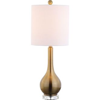 Jonathan Y Designs Dylan 25 Metal/Crystal Teardrop LED Table Lamp in Brass Gold at Nordstrom