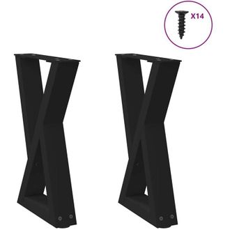 vidaXL Vidaxl - Patas Para Mesa De Centro (2 Unidades), Color Negro, 38 X 42-43,3 Cm, Acero