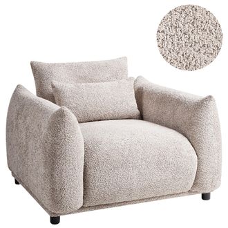 Beliani Beliani - Sill&oacute;n Sal&oacute;n Bajo Con Coj&iacute;n Patas Negras Tapicer&iacute;a Boucl&eacute; Beige Jamsa