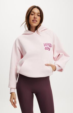 Cotton On Womens Active Plush Premium Graphic Raglan Hoodie in Cherry Dream Wellness Club at Nordstrom, Size X-Small