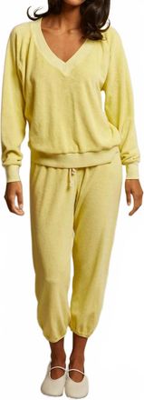 perfectwhitetee Sonny Loop Terry V-Neck Sweatshirt In Banana