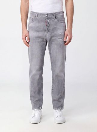 Dsquared2 Jeans straight in denim di cotone con effetto usurato e vita media