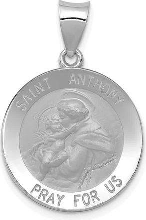 Diamond2Deal 14k White Gold Polished Satin St. Anthony Medal Hollow Pendant