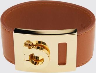 Ferragamo Bracciale in pelle di agnello e ottone con dettaglio logo