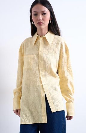 Topshop Asymmetric Placket Button-Up Shirt in Yellow at Nordstrom, Size 12 Us