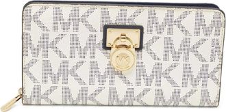 Michael Kors Portafoglio con logo goffrato e zip a giro - Bianco