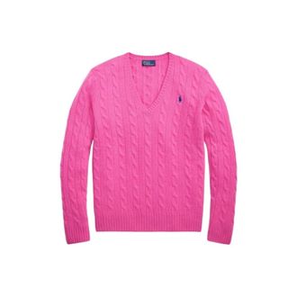 Polo Ralph Lauren V-neck Knitwear, female, Pink, S, Kimberly Cashmere Wool Twist Knit Jumper