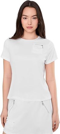 Jamie Sadock Sunsense Crew Neck T-Shirts Shirt Womens Clothing White : SM, Polyester/Spandex
