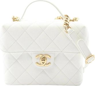 Chanel Pre-owned Vintage Quilted Vanity Case - Dames - Vintage Schoudertas - Wit - ONE Size - Vintage