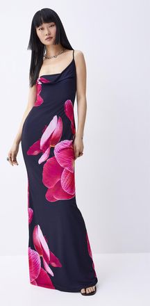 Twik Womens Realistic flower maxi dress