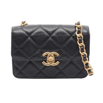 Chanel Pre-owned Matelasse Caviar Skin Kleine Flap Schoudertas - Dames - Pre-owned - Zwart - Maat: ONE Size Leer