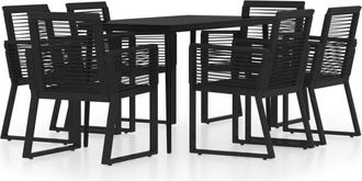 vidaXL Juego De Comedor Para Jard&iacute;n 7 Piezas Negro Vidaxl