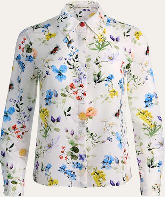 Alice & Olivia Twisting Vines Willa Placket Top