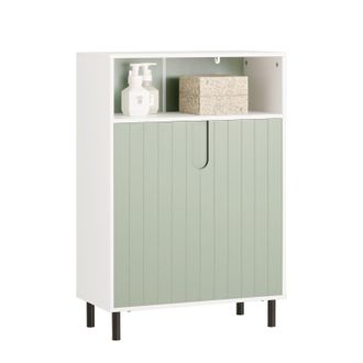 SoBuy Sobuy - Armario De Suelo Para Ba&ntilde;o Mueble Multifuncional Para Ba&ntilde;o Con 2 Puertas Y 1 Compartimentos 60 X 30 X 87 Cm Verde Y Blanco Bzr138-gr Es