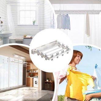 OEM Tendedero De Pared Para Ropa Interior Con 10 Pinzas, Ahorra Espacio, Resistente Al Viento Y Plegable