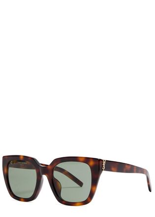 Saint Laurent Oversized Square-frame Designer Sunglasses - Brown - Brown Havana - One Size