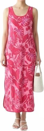 Juicy Couture Tropical Print Terrycloth Midi Dress In Pink