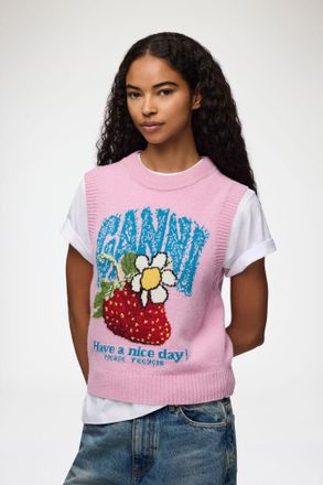 Ganni Pink Vest with Strawberry