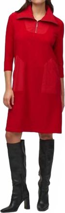 Joseph Ribkoff Knee Length Shift Dress In Lipstick Red
