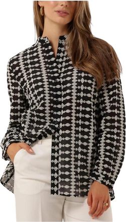 Modstr&ouml;m Zwarte Geborduurde Blouse - Dames - Overhemden - Zwart - S - Overhemden