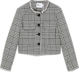 Self Portrait Houndstooth Crystal Trim Jacket