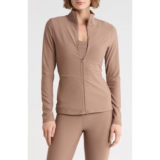 Yogalicious WonderLink RIb Cloud Drift Full-Zip Jacket in Tiramisu at Nordstrom Rack, Size X-Small