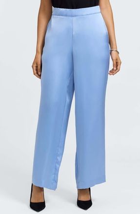 Foxcroft Hostess Satin Pull-On Pants in Bel Air Blue at Nordstrom, Size X-Small