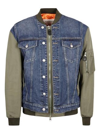Alexander McQueen panelled bomber jacket - Blue